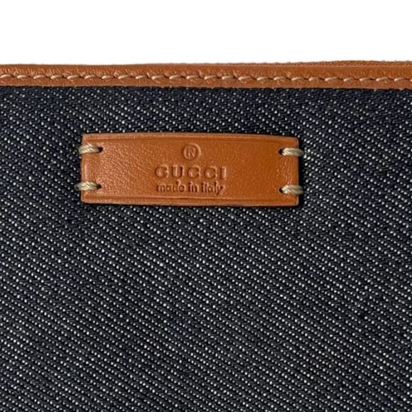Gucci Denim Leather Trim Zip Around Wallet New - Picture 3 of 12